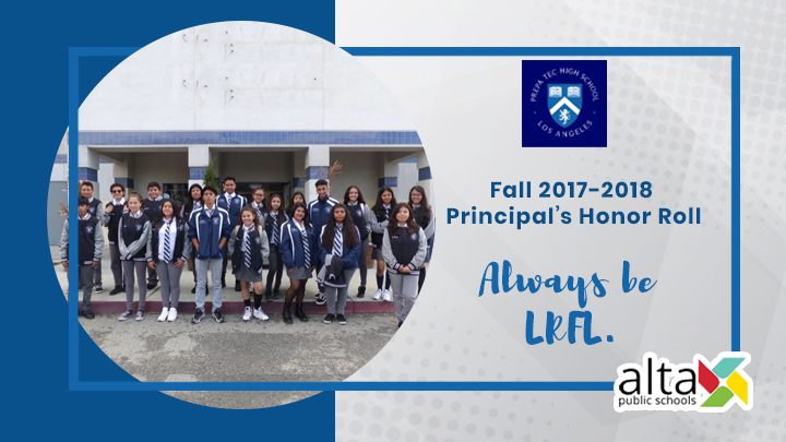 Fall 2017-18 Principal’s Honor Roll